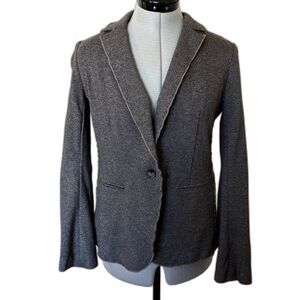 Banana Republic Lettuce Edged Grey Jersey Knit 1 Button Blazer / Jacket, Sz 4/6